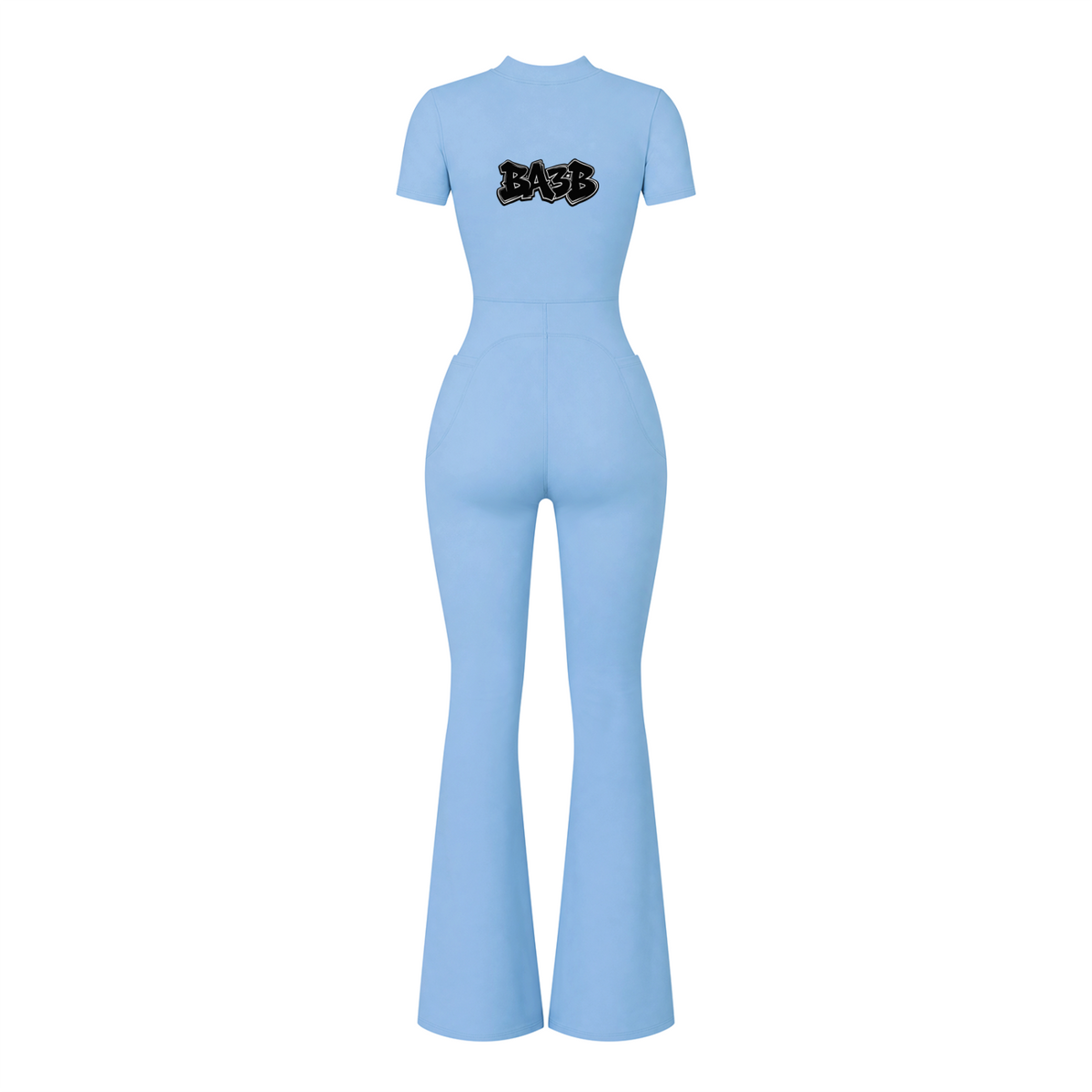 BA3B Tight Flared Leg Quarter-Zip Jumpsuit