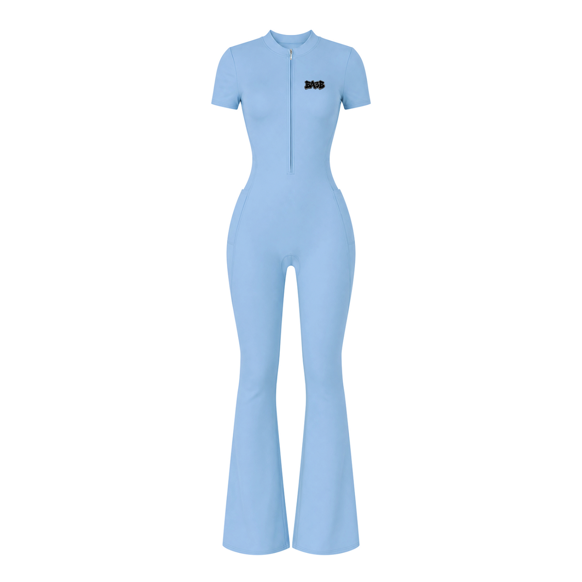 BA3B Tight Flared Leg Quarter-Zip Jumpsuit