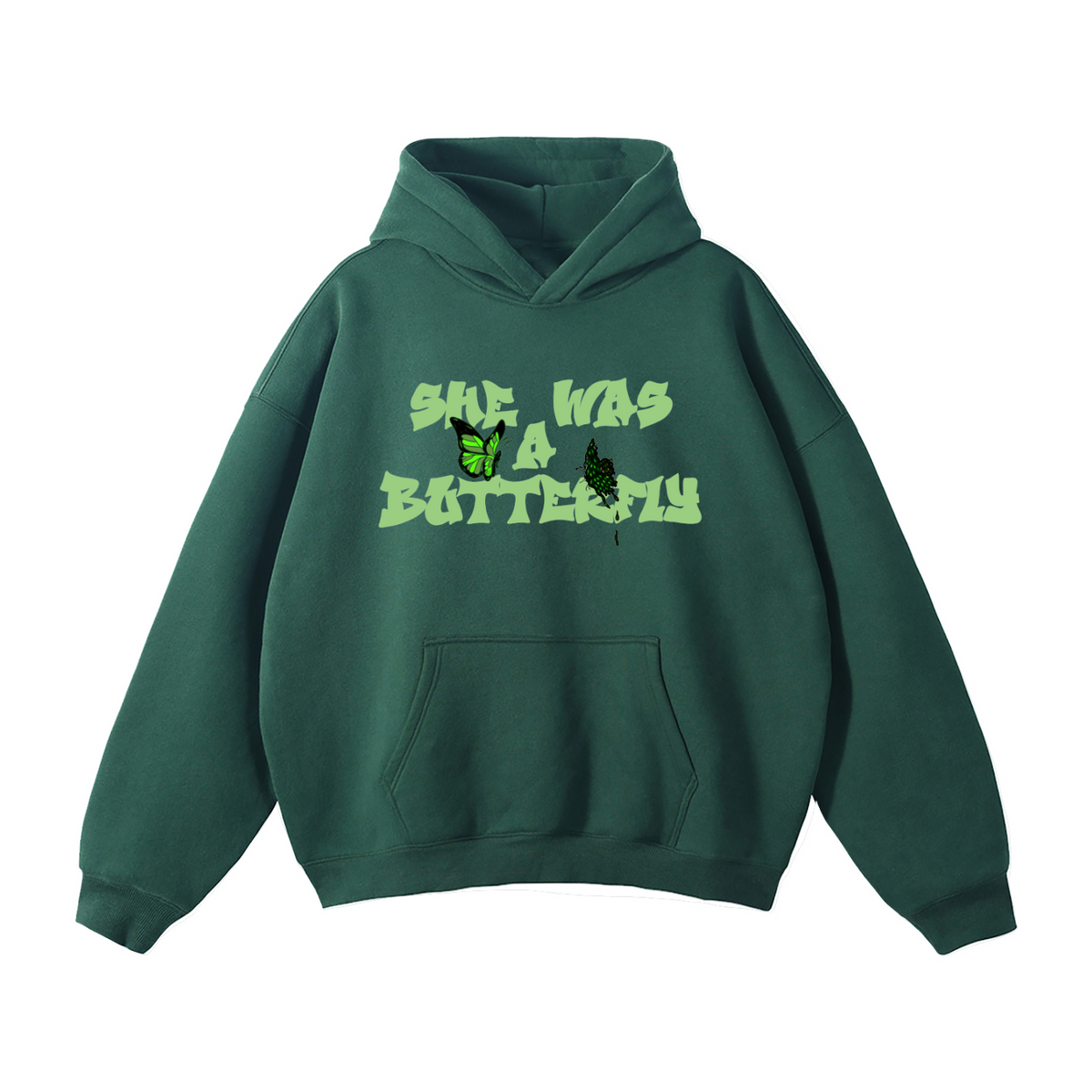 SHE WAS A BUTTERFLY Oversized Fleece Hoodie