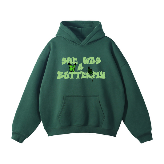 SHE WAS A BUTTERFLY Oversized Fleece Hoodie