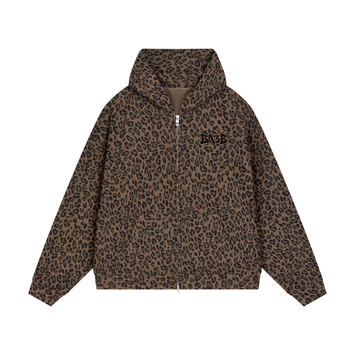 BA3B Unisex Leopard Print Full Zip Hoodie