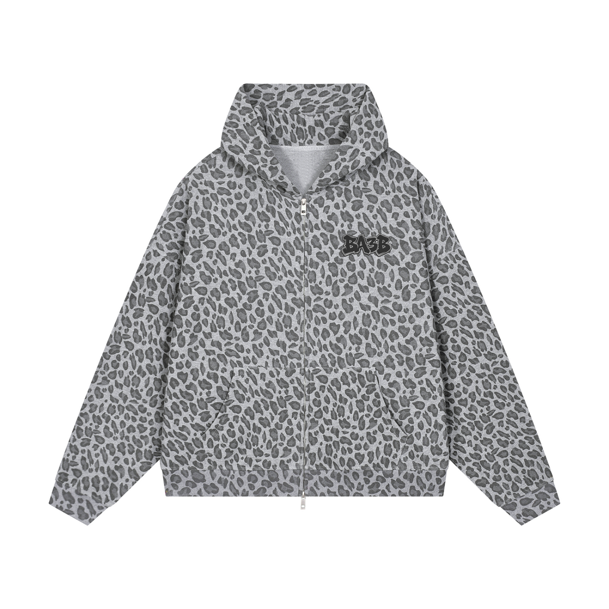 BA3B Unisex Leopard Print Full Zip Hoodie